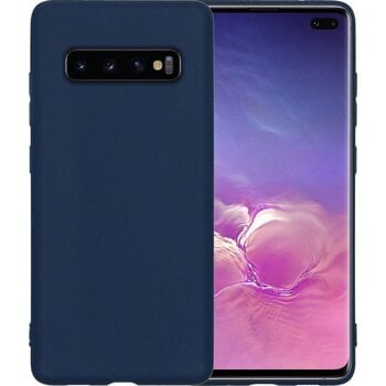 Betaalbare Hoesjes Samsung Galaxy S10 Hoesje Siliconen Hoes Case Cover - Donkerblauw