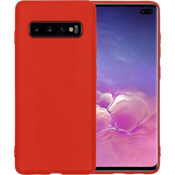 Betaalbare Hoesjes Samsung Galaxy S10 Hoesje Siliconen Hoes Case Cover - Rood