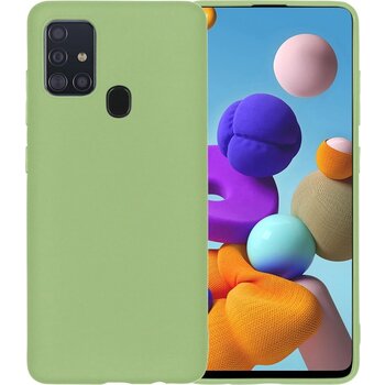 Betaalbare Hoesjes Samsung Galaxy A21s Hoesje Siliconen Hoes Case Cover - Groen