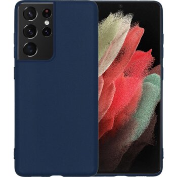 Samsung Galaxy S21 Ultra Hoesje Siliconen Hoes Case Cover - Donkerblauw