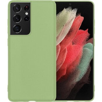 Betaalbare Hoesjes Samsung Galaxy S21 Ultra Hoesje Siliconen Hoes Case Cover - Groen