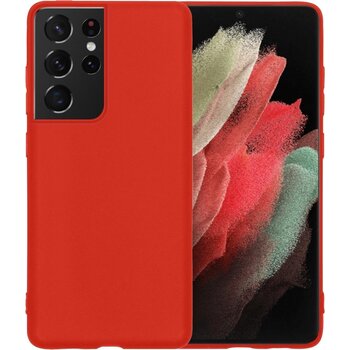 Samsung Galaxy S21 Ultra Hoesje Siliconen Hoes Case Cover - Rood