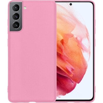 Betaalbare Hoesjes Samsung Galaxy S21 Plus Hoesje Siliconen Hoes Case Cover - Lichtroze