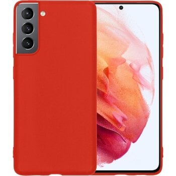 Betaalbare Hoesjes Samsung Galaxy S21 Plus Hoesje Siliconen Hoes Case Cover - Rood