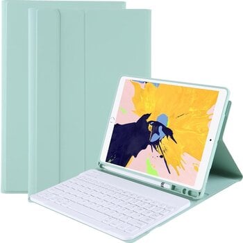 Betaalbare Hoesjes iPad 10.2 2019/2020 Hoes Bluetooth Toetsenbord Hoesje Met Uitsparing Apple Pencil - Mint Groen