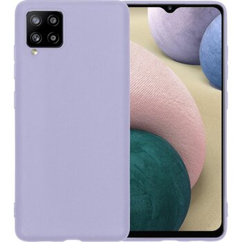 Betaalbare Hoesjes Samsung Galaxy A12 Hoesje Siliconen Hoes Case Cover - Lila