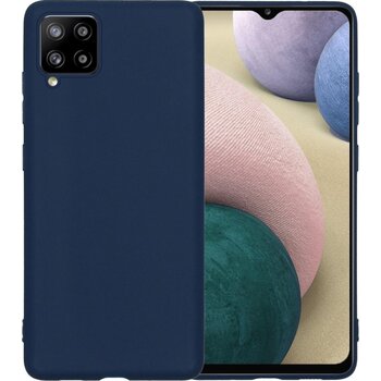 Betaalbare Hoesjes Samsung Galaxy A12 Hoesje Siliconen Hoes Case Cover - Donkerblauw