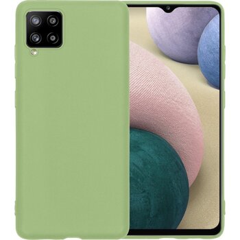 Betaalbare Hoesjes Samsung Galaxy A12 Hoesje Siliconen Hoes Case Cover - Groen