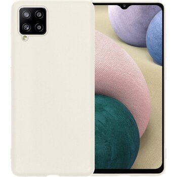 Betaalbare Hoesjes Samsung Galaxy A12 Hoesje Siliconen Hoes Case Cover - Wit