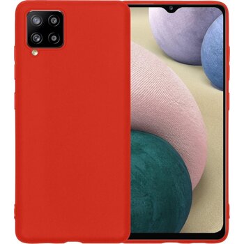 Betaalbare Hoesjes Samsung Galaxy A12 Hoesje Siliconen Hoes Case Cover - Rood