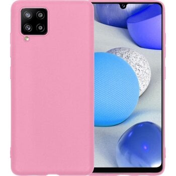 Betaalbare Hoesjes Samsung Galaxy A42 Hoesje Siliconen Hoes Case Cover - Lichtroze