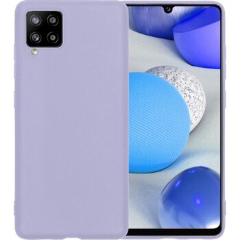 Betaalbare Hoesjes Samsung Galaxy A42 Hoesje Siliconen Hoes Case Cover - Lila