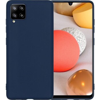 Betaalbare Hoesjes Samsung Galaxy A42 Hoesje Siliconen Hoes Case Cover - Donkerblauw