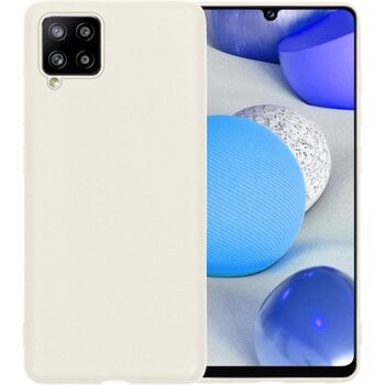 Betaalbare Hoesjes Samsung Galaxy A42 Hoesje Siliconen Hoes Case Cover - Wit