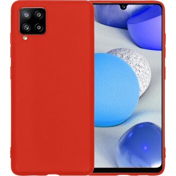 Betaalbare Hoesjes Samsung Galaxy A42 Hoesje Siliconen Hoes Case Cover - Rood