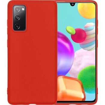 Betaalbare Hoesjes Samsung Galaxy A41 Hoesje Siliconen Hoes Case Cover - Rood