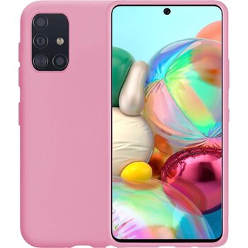 Betaalbare Hoesjes Samsung Galaxy A71 Hoesje Siliconen Hoes Case Cover - Roze