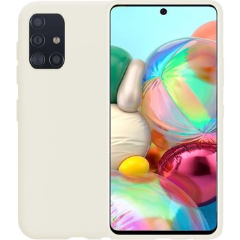 Betaalbare Hoesjes Samsung Galaxy A71 Hoesje Siliconen Hoes Case Cover - Wit