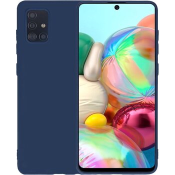 Samsung Galaxy A71 Hoesje Siliconen Hoes Case Cover - Donkerblauw