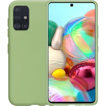 Betaalbare Hoesjes Samsung Galaxy A71 Hoesje Siliconen Hoes Case Cover - Groen