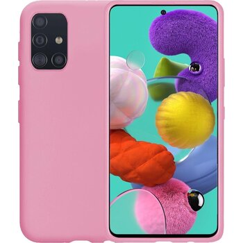 Betaalbare Hoesjes Samsung Galaxy A51 Hoesje Siliconen Hoes Case Cover - Roze