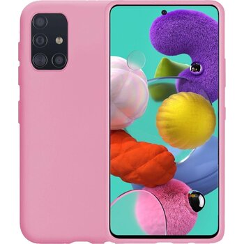 Samsung Galaxy A51 Hoesje Siliconen Hoes Case Cover - Roze