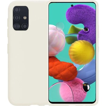 Betaalbare Hoesjes Samsung Galaxy A51 Hoesje Siliconen Hoes Case Cover - Wit