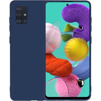 Betaalbare Hoesjes Samsung Galaxy A51 Hoesje Siliconen Hoes Case Cover - Donkerblauw