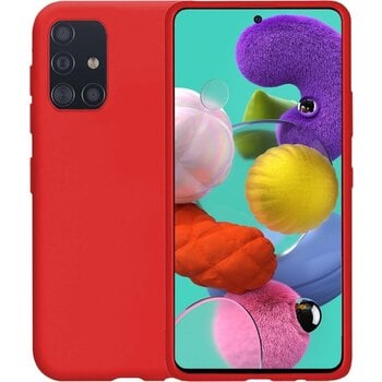 Betaalbare Hoesjes Samsung Galaxy A51 Hoesje Siliconen Hoes Case Cover - Rood