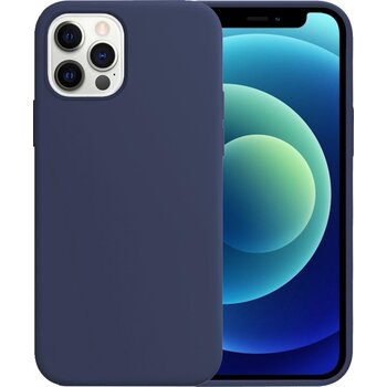 Betaalbare Hoesjes Apple iPhone 12 Pro Hoesje Siliconen Hoes Case Cover - Donkerblauw