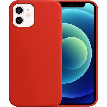 Betaalbare Hoesjes Apple iPhone 12 Hoesje Siliconen Hoes Case Cover - Rood