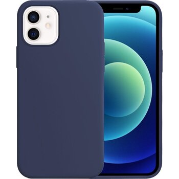 Betaalbare Hoesjes Apple iPhone 12 Hoesje Siliconen Hoes Case Cover - Donkerblauw