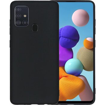 Betaalbare Hoesjes Samsung Galaxy A21s Hoesje Siliconen Hoes Case Cover - Zwart