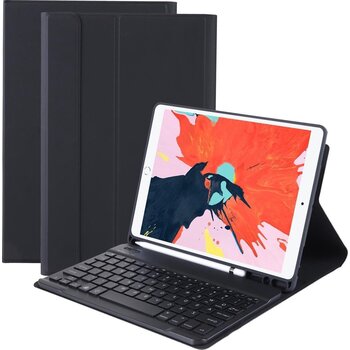 Betaalbare Hoesjes iPad 10.2 2019 Hoes Bluetooth Toetsenbord Hoesje Met Uitsparing Apple Pencil - Zwart