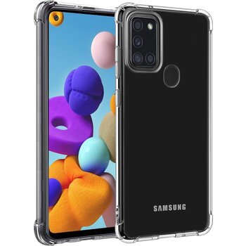 Betaalbare Hoesjes Samsung Galaxy A21s Hoesje Siliconen Shock Proof Hoes Case Cover - Transparant