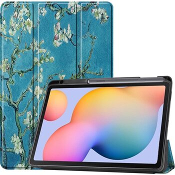 Betaalbare Hoesjes Samsung Galaxy Tab S6 Lite Hoesje Book Case - Bloesem