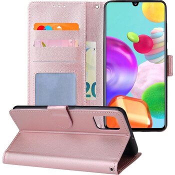 Samsung Galaxy A41 Hoesje Book Case Kunstleer Cover Hoes - Rose goud