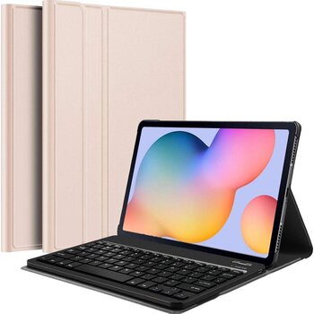 Betaalbare Hoesjes Samsung Galaxy Tab S6 Lite Hoesje Bluetooth Toetsenbord Hoes - Goud