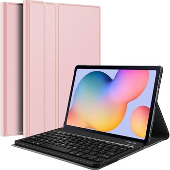 Samsung Galaxy Tab S6 Lite Hoesje Bluetooth Toetsenbord Hoes - rosé Goud