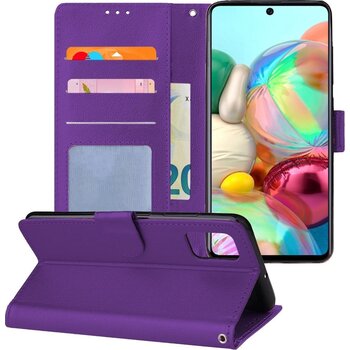 Betaalbare Hoesjes Samsung Galaxy A71 Hoesje Book Case Kunstleer Cover Hoes - Paars