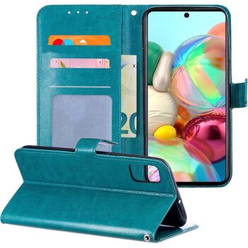 Betaalbare Hoesjes Samsung Galaxy A71 Hoesje Book Case Kunstleer Cover Hoes - Turquoise