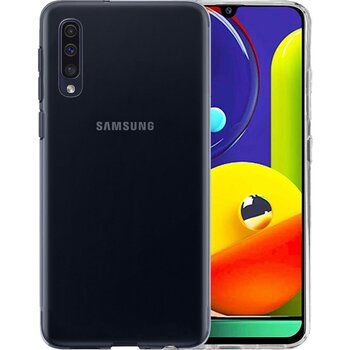 Betaalbare Hoesjes Samsung Galaxy A50s Hoesje Siliconen Hoes Case Cover - Transparant