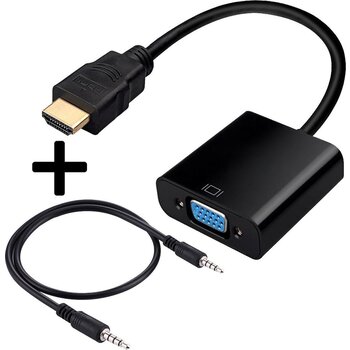 Betaalbare Hoesjes HDMI naar VGA Adapter Kabel Converter 1080p HD Met Audiokabel - Zwart