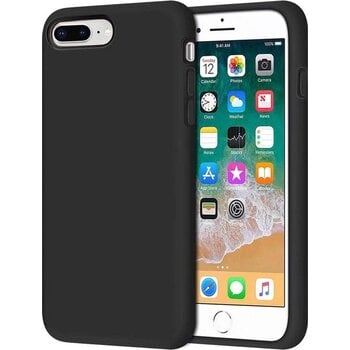 Betaalbare Hoesjes Apple iPhone 8 Plus Hoesje Siliconen Hoes Case Cover - Zwart