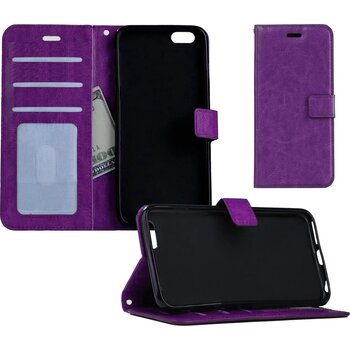 Apple iPhone 5/5s/SE Hoesje Book Case Kunstleer Cover Hoes - Paars