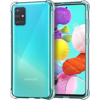 Betaalbare Hoesjes Samsung Galaxy A71 Hoesje Siliconen Shock Proof Hoes Case Cover - Transparant