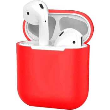 Betaalbare Hoesjes Hoes voor Apple AirPods Hoesje Case Siliconen Cover Ultra Dun - Rood