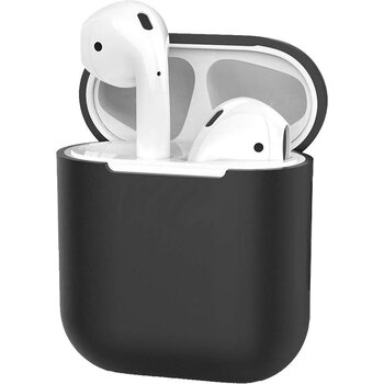 Betaalbare Hoesjes Hoes voor Apple AirPods Hoesje Case Siliconen Cover Ultra Dun - Zwart