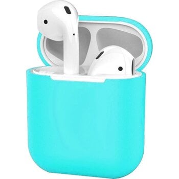 Betaalbare Hoesjes Hoes voor Apple AirPods Hoesje Case Siliconen Cover Ultra Dun - Cyaan