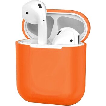 Betaalbare Hoesjes Hoes voor Apple AirPods Hoesje Case Siliconen Ultra Dun - Donkeroranje